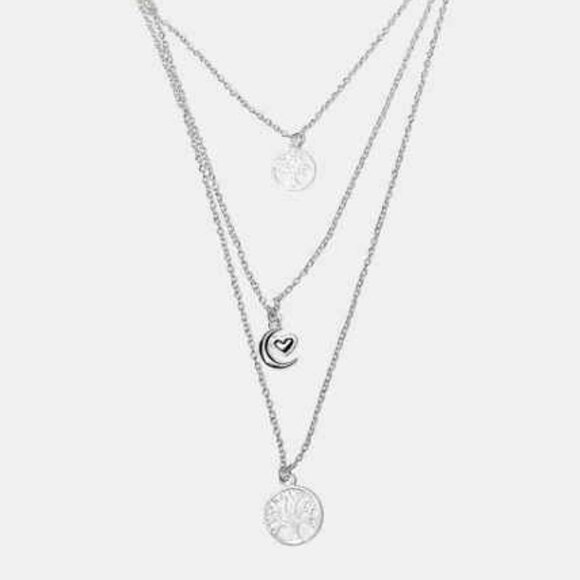 SILVER MOON HEART & TREE OF LIFE NECKLACE - Picture 1 of 3